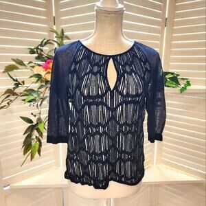 MISSONI STRIPE BLACK AND WHITE KEY HOLE TOP SIZE MED